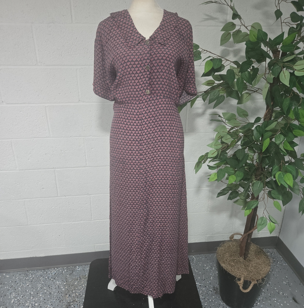 VTG 90s R-Clan Jeanne Engelhart Heart Short Sleeve Maxi Dress Large Grunge